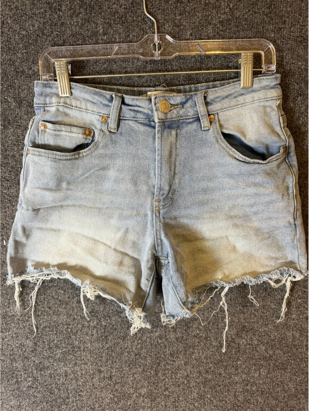 Madden Girl High Rise Cutoff Denim Shorts Light Wash Frayed Hem Size 7